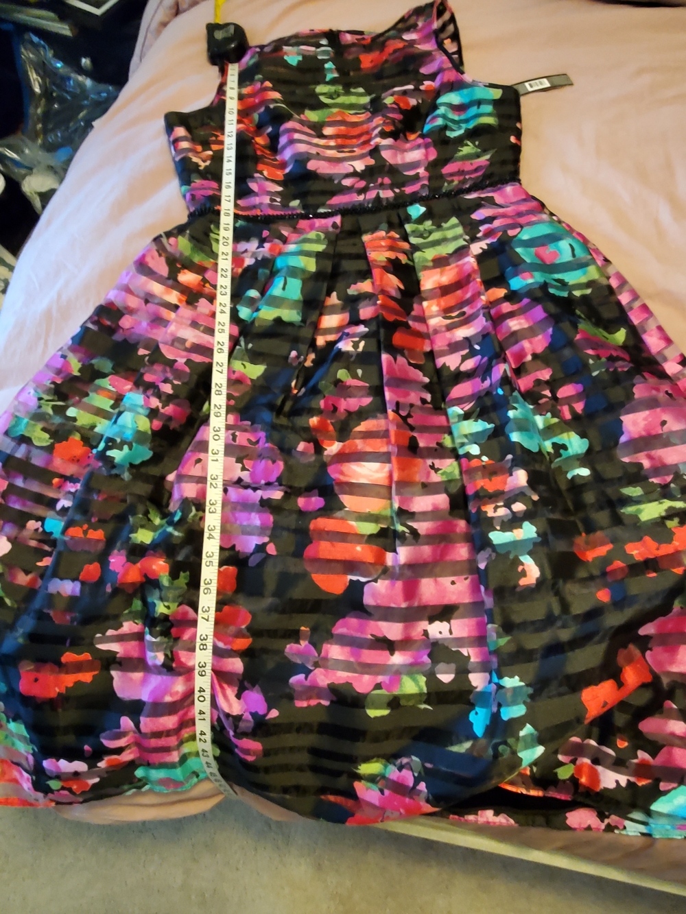NWT Tahari Arthur S Levine Size 12 Floral Stripe Fit & Flare Dress - Picture 4 of 4